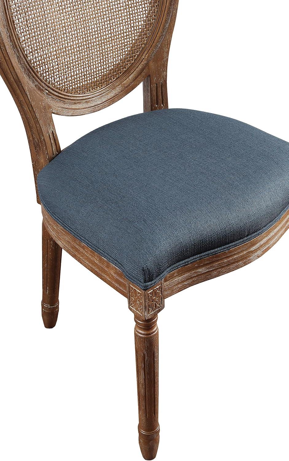 Stella Oval Wood Back Chair in Azure Blue Fabric