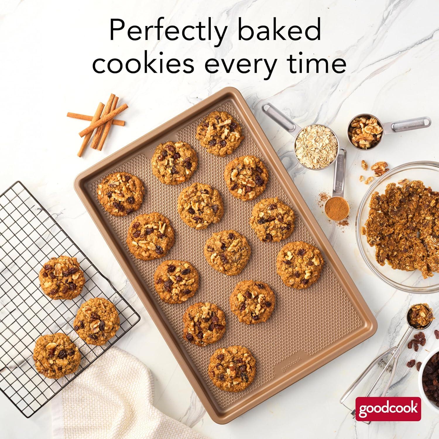 GoodCook 17"x11" Best Bake Cookie Sheet: Carbon Steel Baking Pan, Dishwasher-Safe, Rectangle, Brown