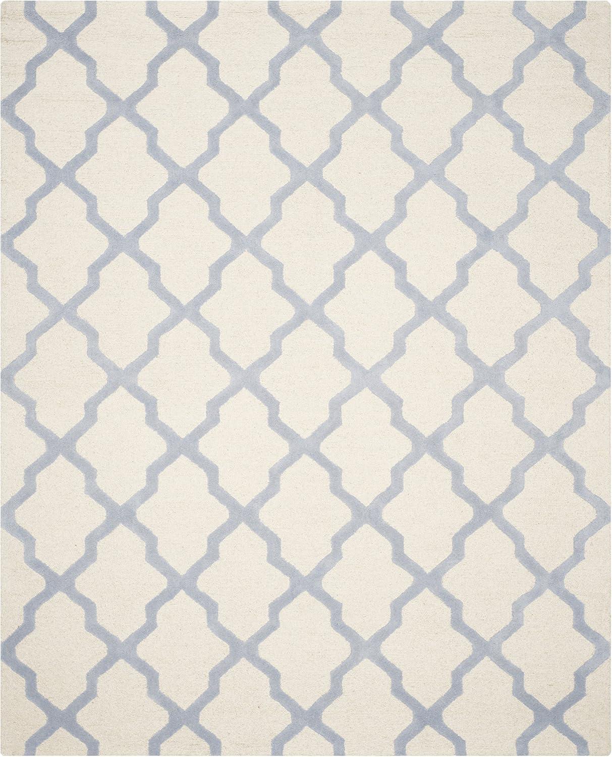 SAFAVIEH Cambridge Liam Geometric Wool Area Rug, Ivory/Light Blue, 6' x 9'