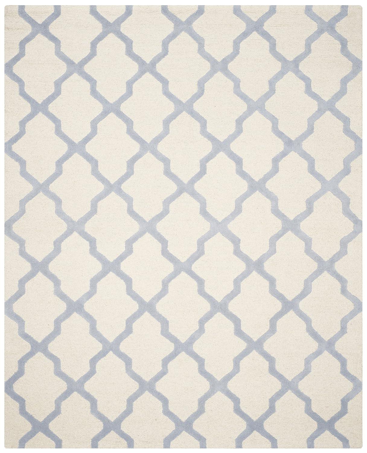 SAFAVIEH Cambridge Liam Geometric Wool Area Rug, Ivory/Light Blue, 6' x 9'