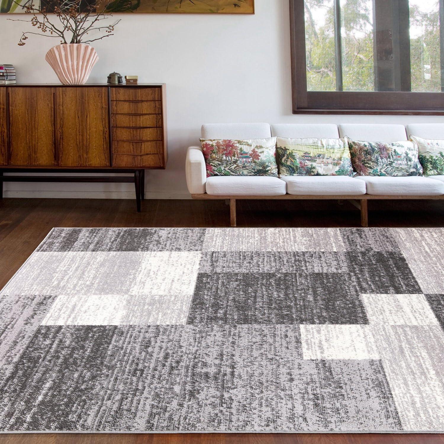 World Rug Gallery Modern Geometric Boxes Area Rug