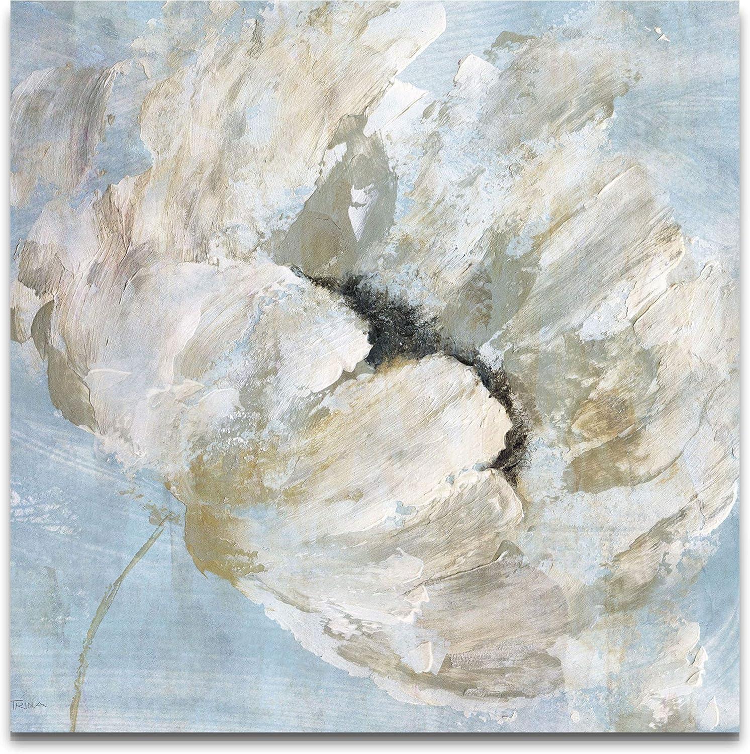 Blue Blanc Floral Canvas Wall Art, 24x24