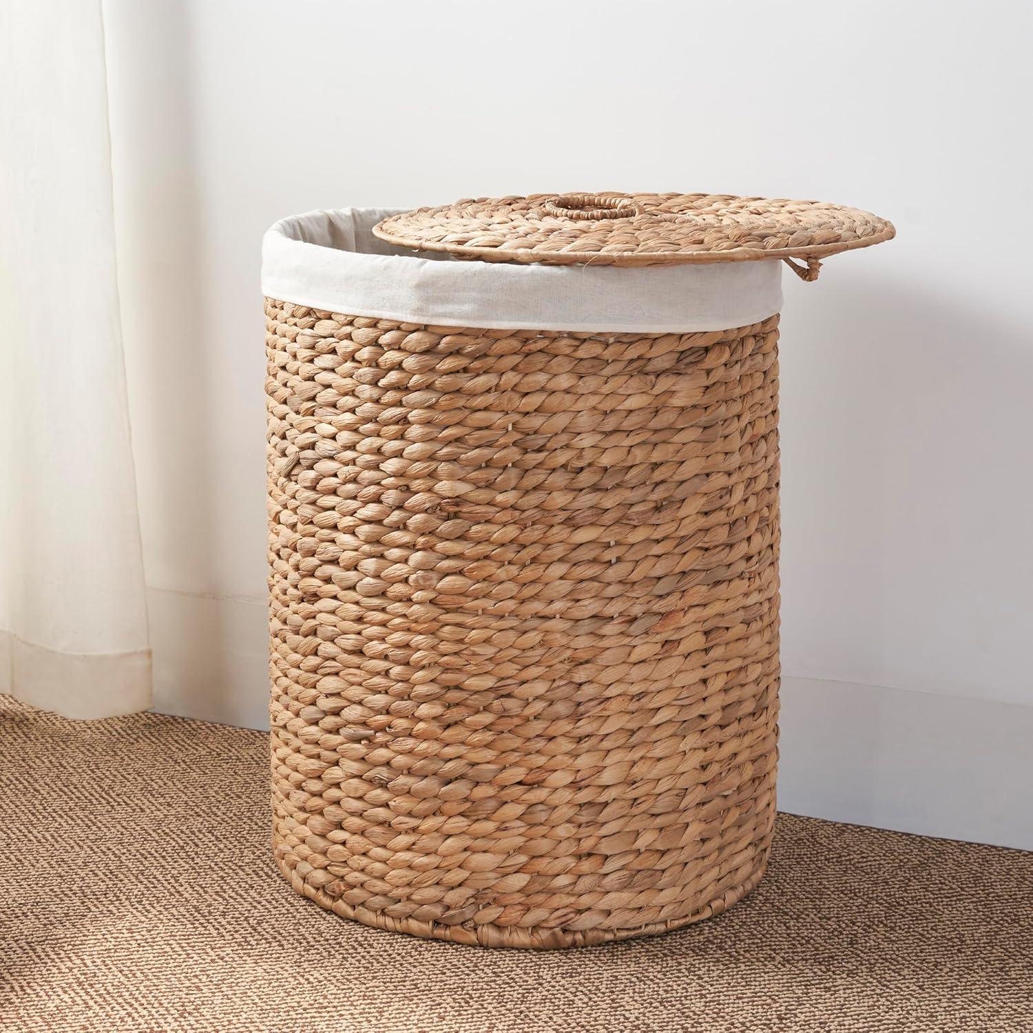 Solhome Ludmilla 15" x 15" Water Hyacinth Brown Wicker All Age Laundry Hamper