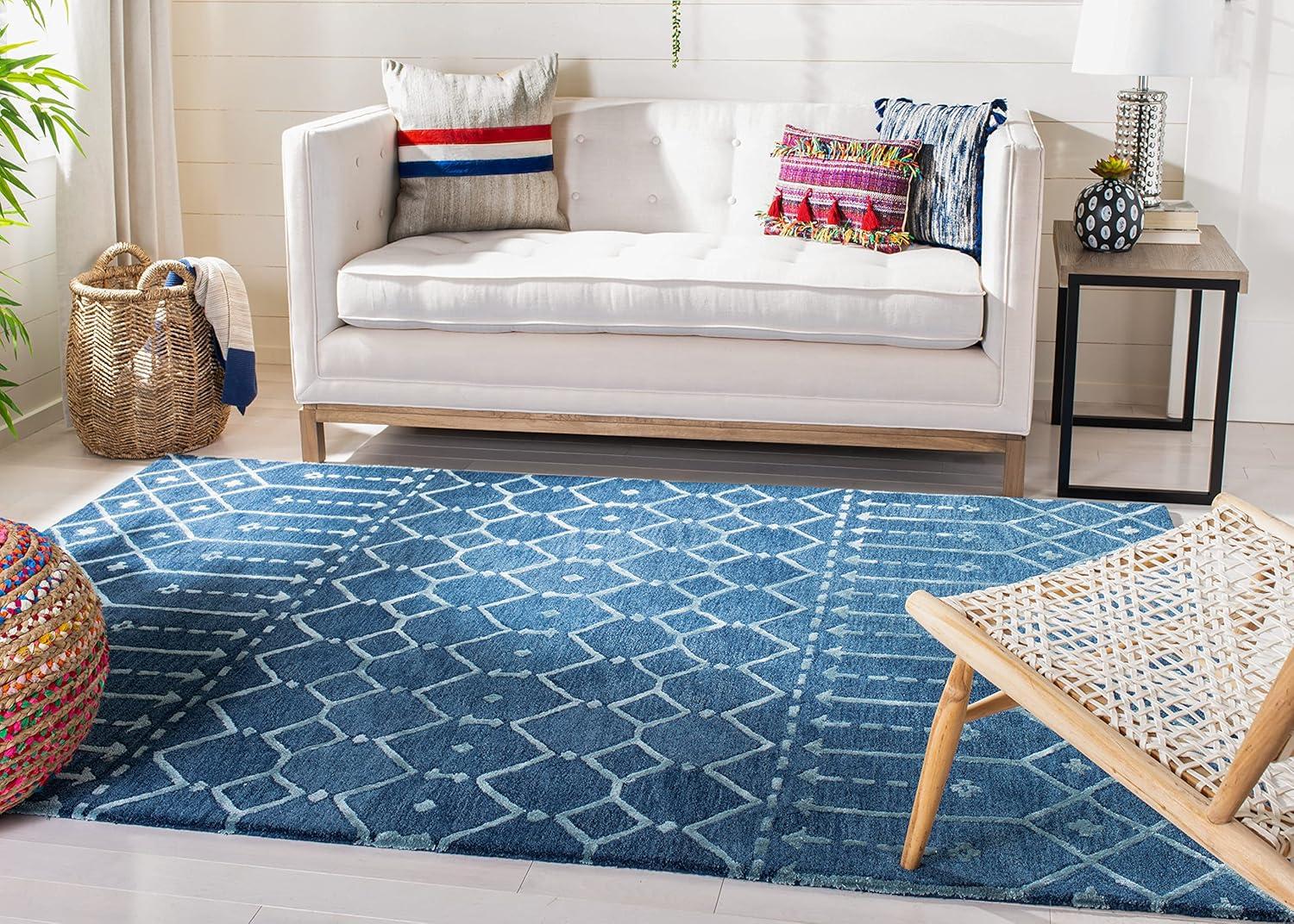 Himalaya HIM903 Handmade Accent Rug - 3'x5' - Navy/Silver - Safavieh