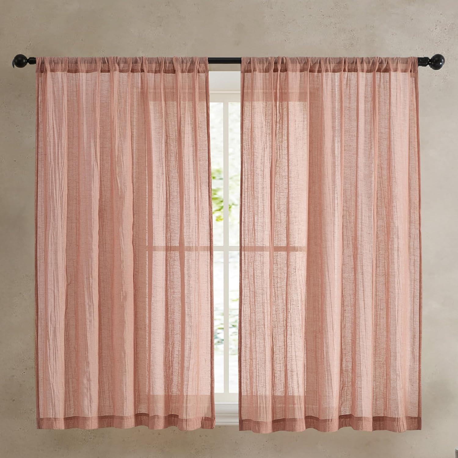 Solid Semi-Sheer Curtain Panels (Set of 2)
