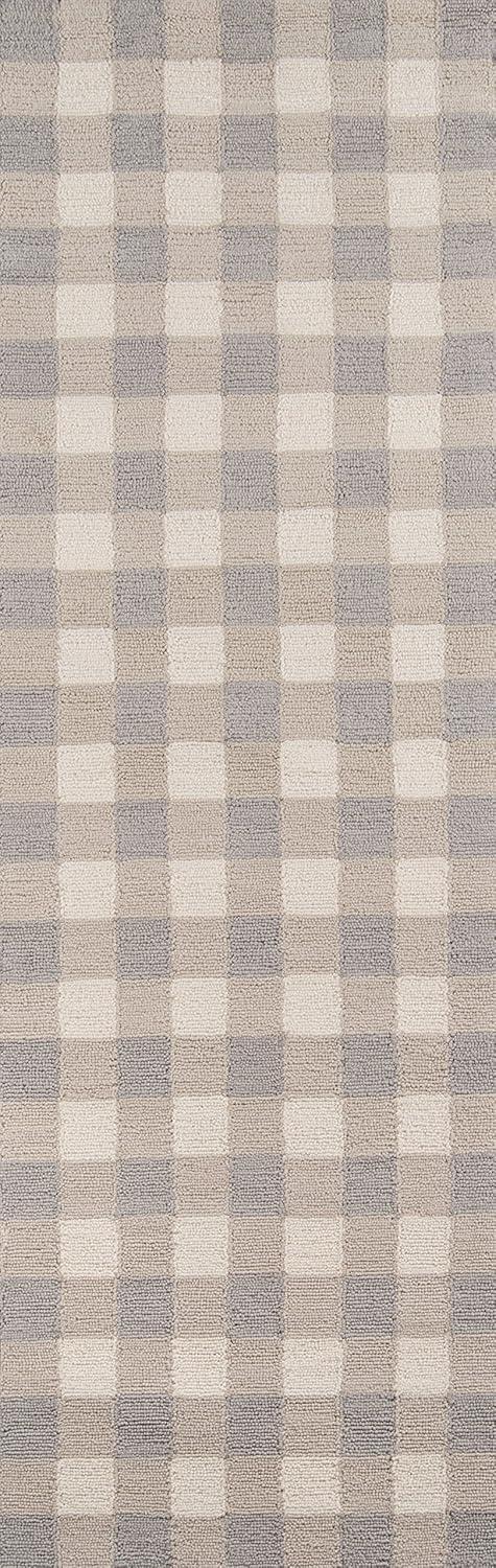 Gingham Rug - Gray - (2'3" x7'6") - Momeni: Geometric Tufted Runner, Indoor Low Pile, Cotton Backing