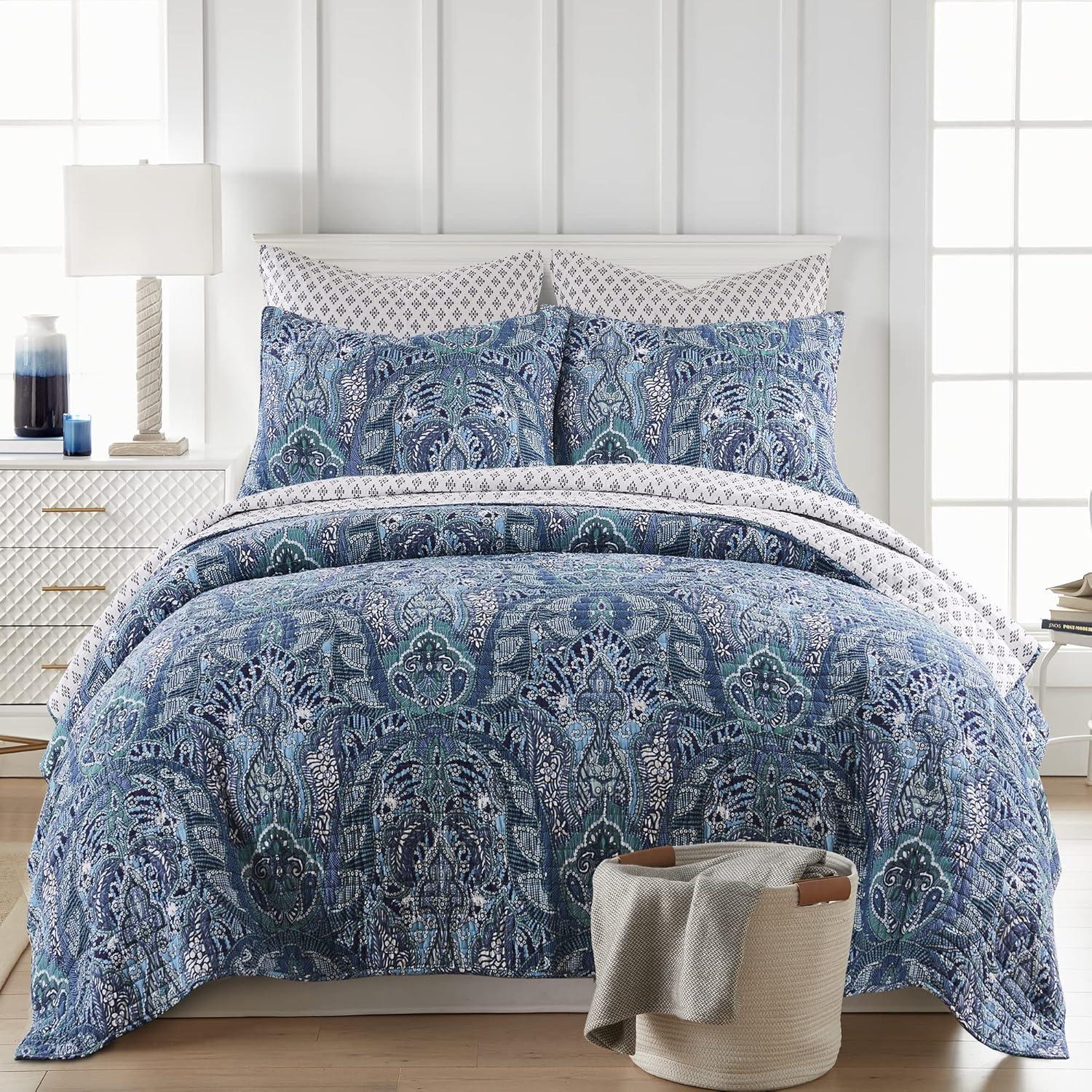 Levtex home Bellamy Teal Quilted Throw