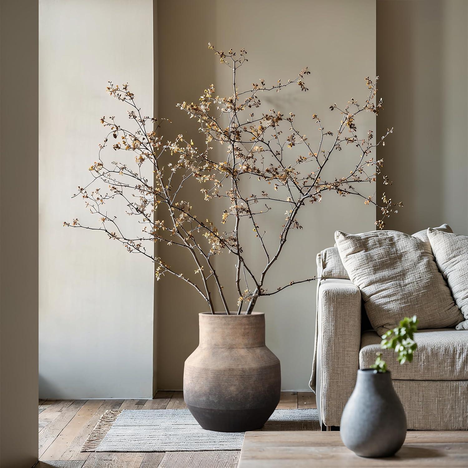 LuxenHome Brown Ombre Terracotta 11.4-Inch Round Vase