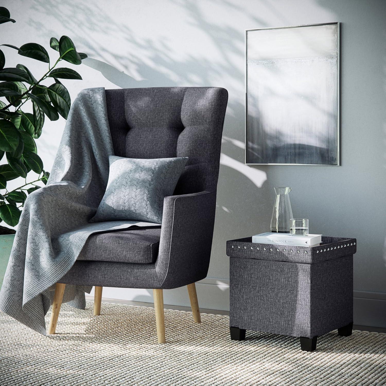 15" Payton Storage Cube Tufted Upholstered Ottoman - Nathan James
