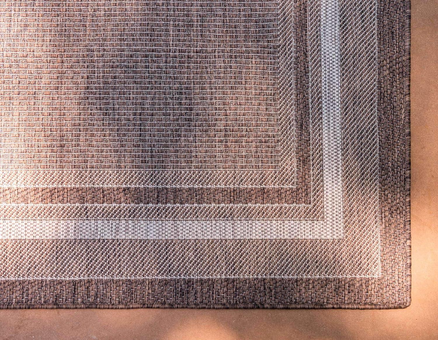 Unique Loom 5' 3 x 8' 0 Rectangle Indoor/Outdoor Border Brown Area Rug