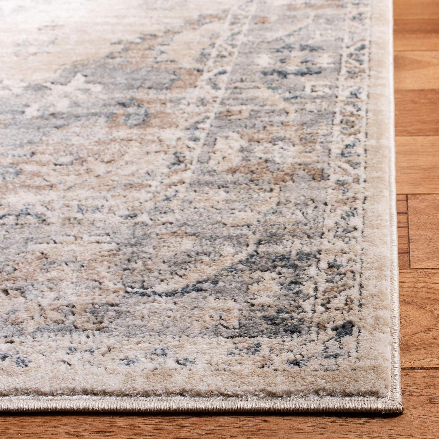 Elegant Gray Synthetic 4' x 6' Hand-Knotted Area Rug