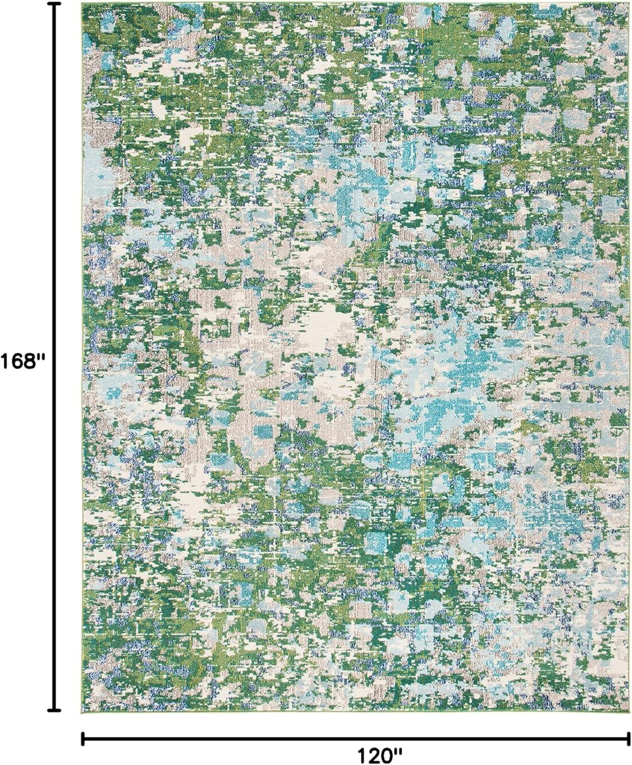 SAFAVIEH Madison Candelario Abstract Polka Dots Area Rug, Green/Turquoise, 10' x 14'