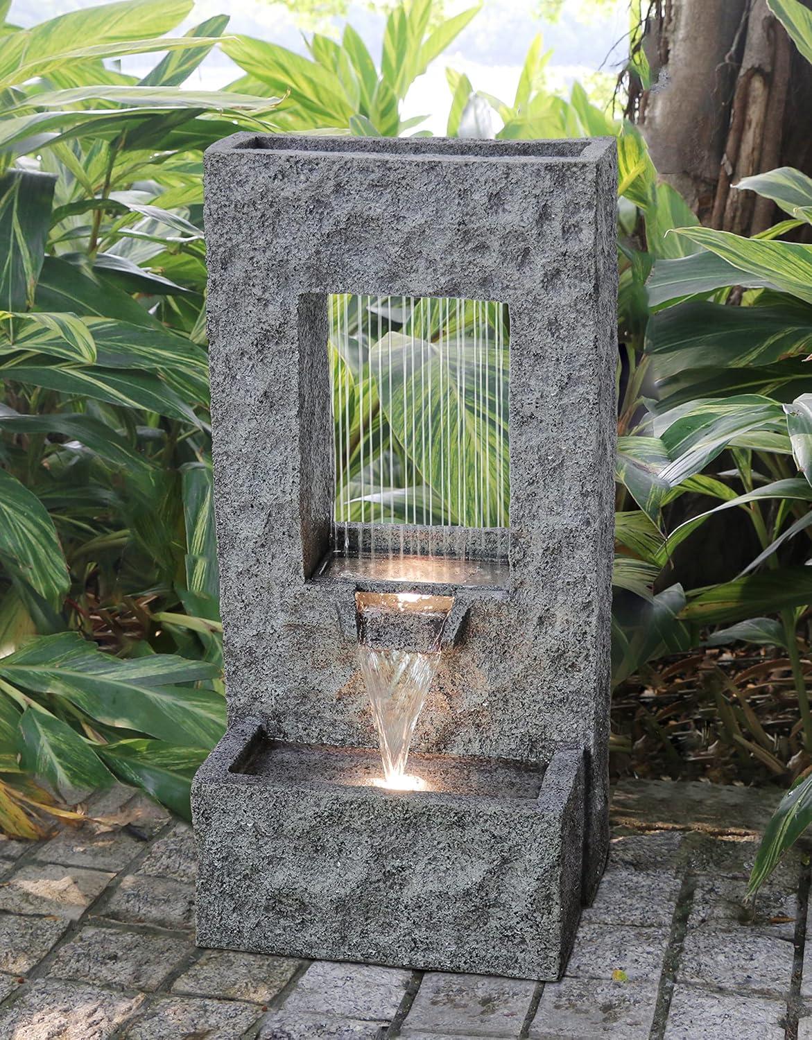 Hi-Line Gift Ltd 79613-C 32" H Rectangular Waterfall Fountain W/Ww LEDs