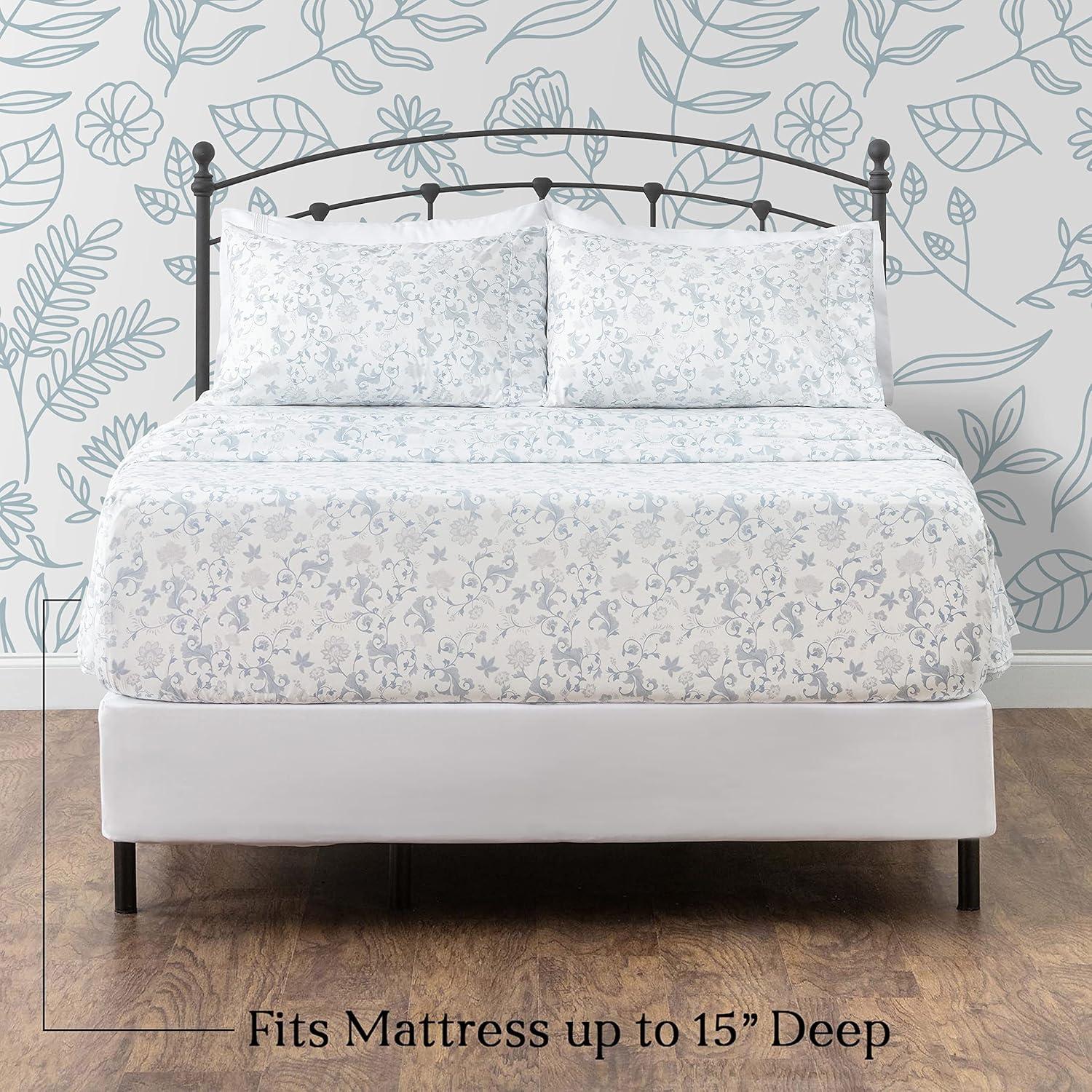 Chanasya Elegant Ultra Soft Floral Microfiber Percale Sheet Set
