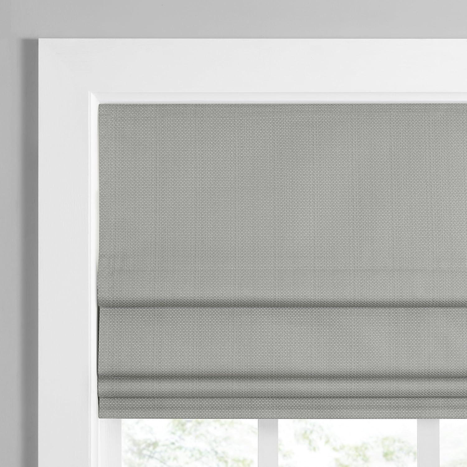 Eclipse Lane Cordless Roman Shades for Windows, Room Darkening, 33 in Wide x 64 in Long, Noise Reducing and Energy Efficient Window Treatments for Living Room, Bedroom or Office, Grey
