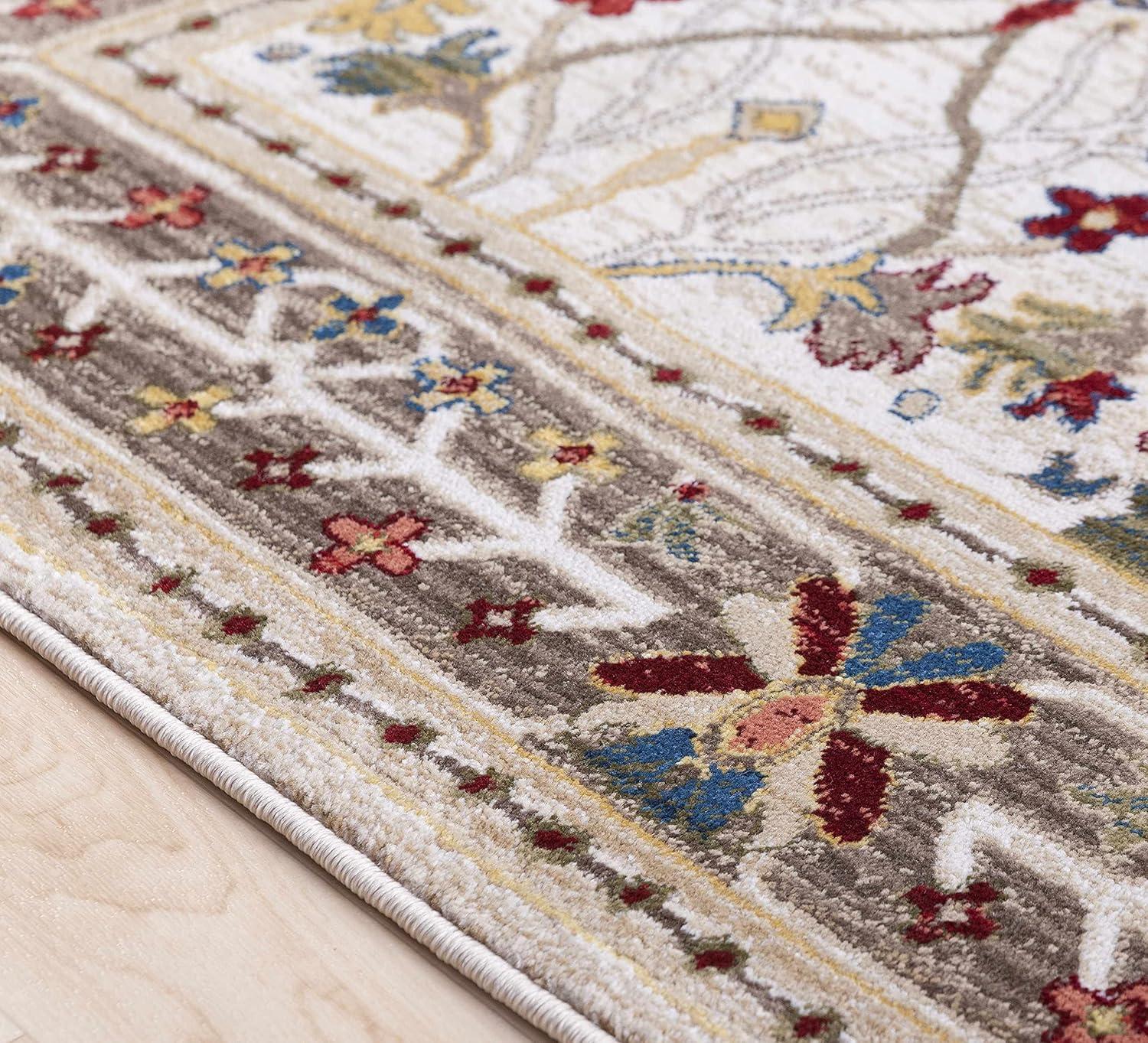 BoutiqueRugs Neola Traditional Floral Bordered Area Rug - Oriental Damask Patterned Rug for Living Room, Bedroom, Dining Room - Green, Sage, Rust, White - 2'6" x 7'10" (2x7 Runner Rug)