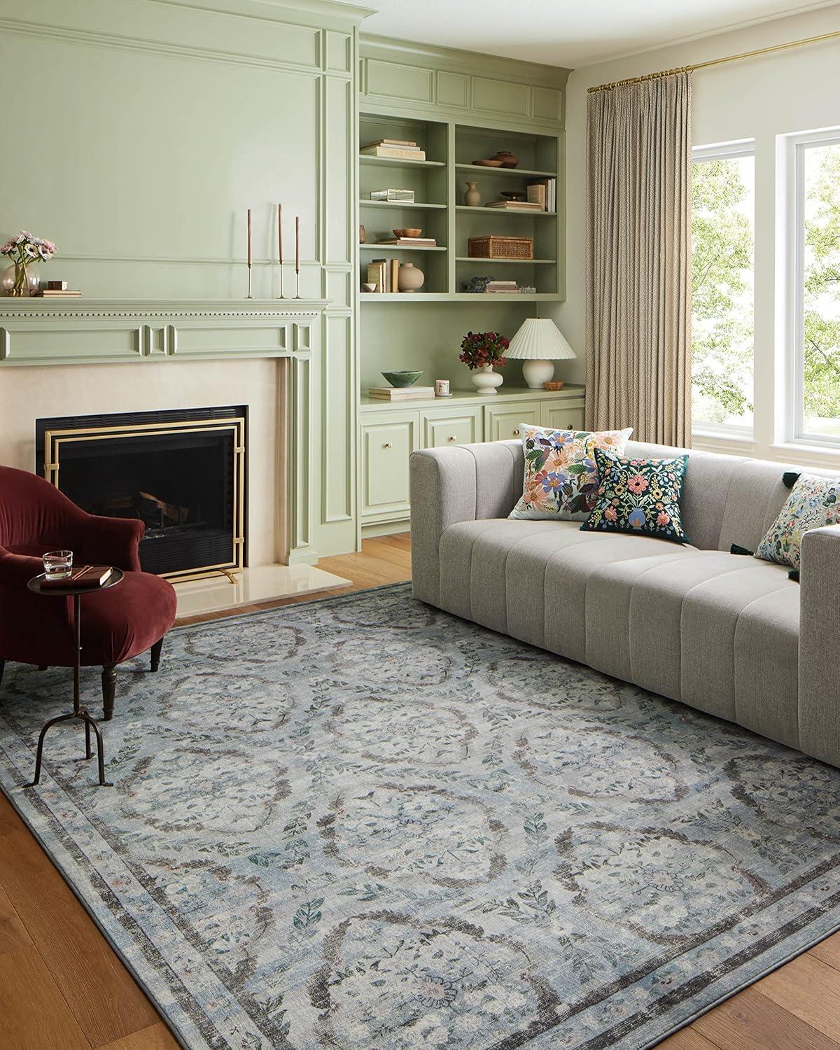 Rifle Paper Co. x Loloi Courtyard Blue Area Rug feat. CloudPile