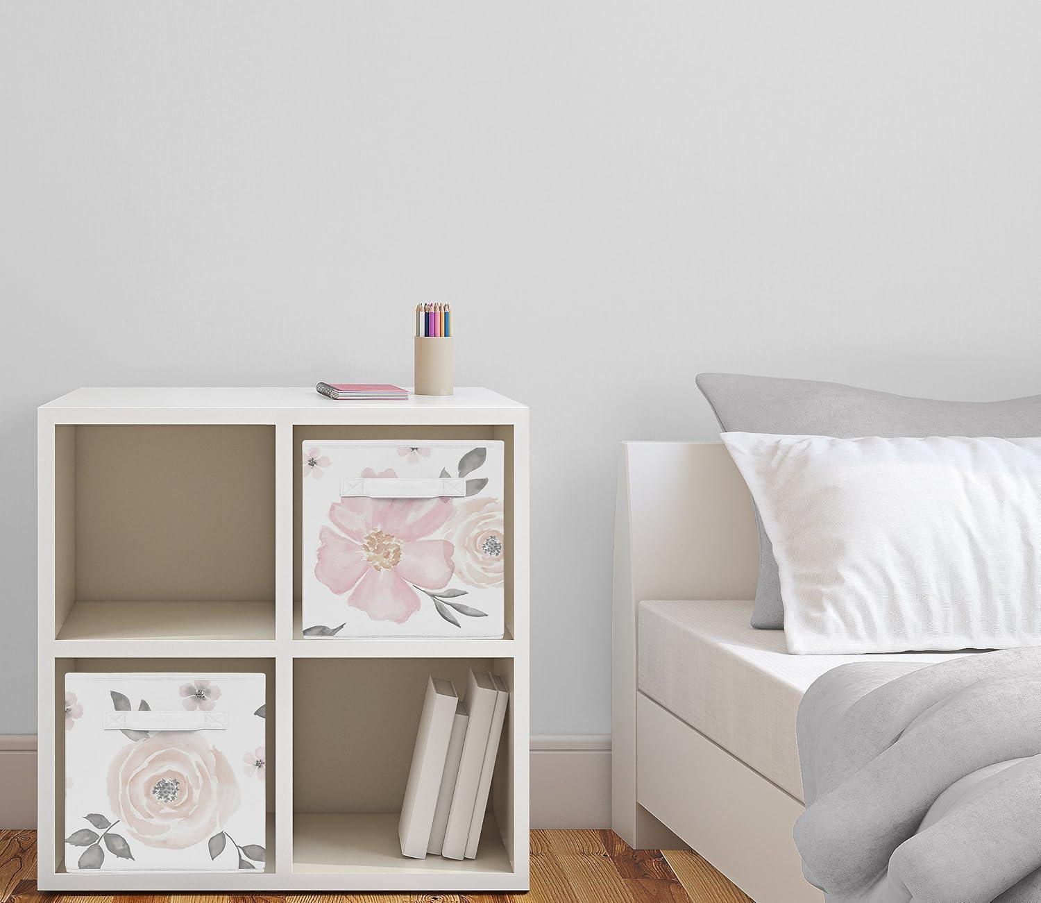 Watercolor Floral Fabric Storage Bin (Set of 2)