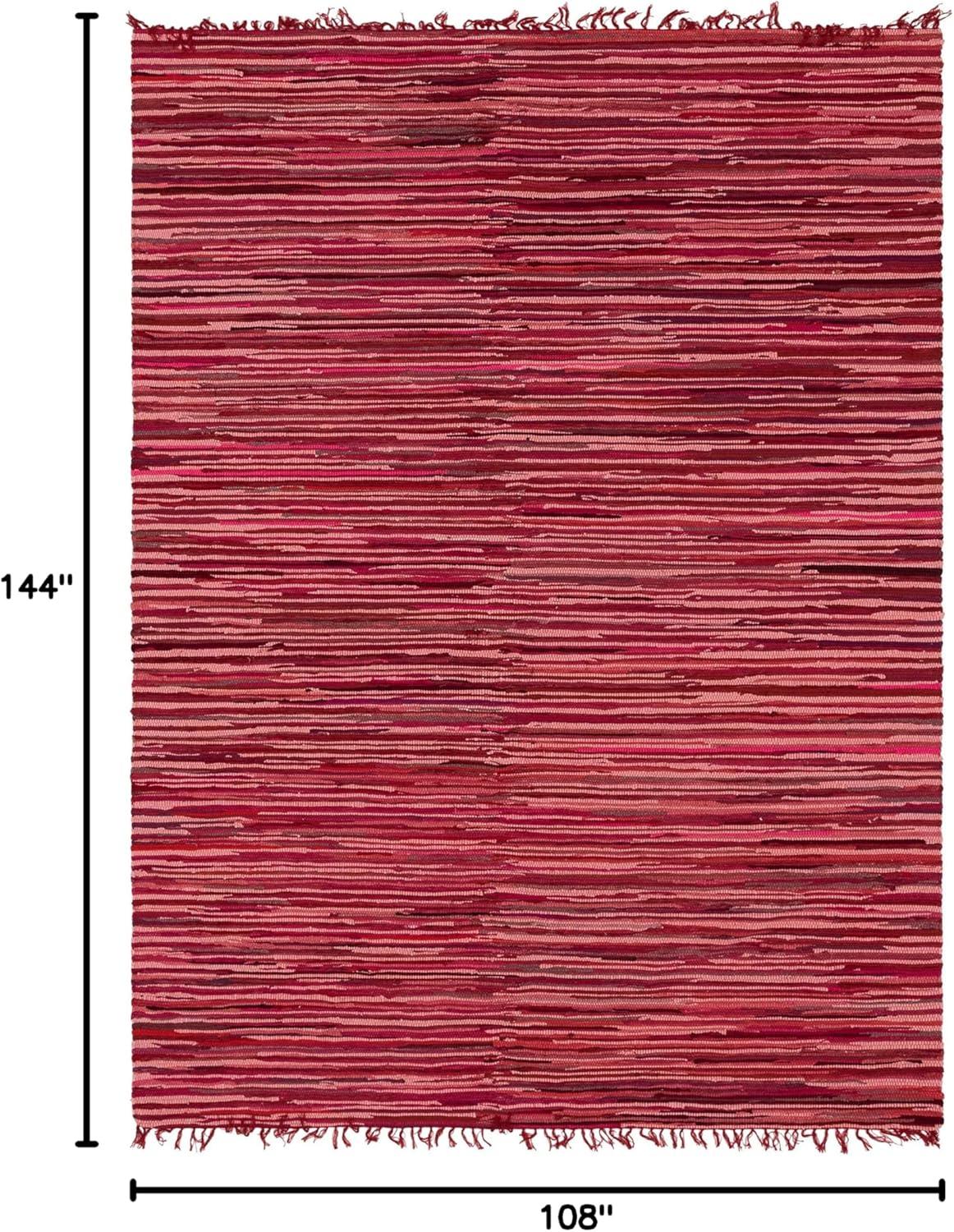 Presley Striped Hand-Knotted Cotton Red Area Rug
