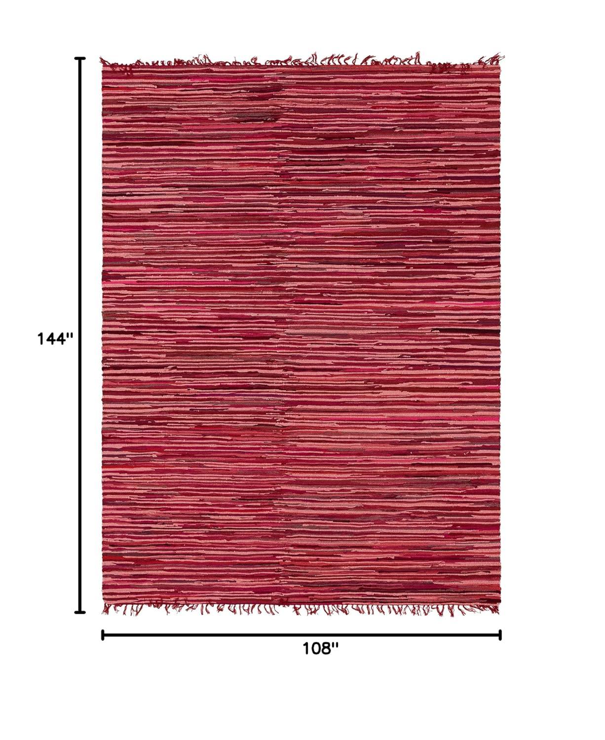 Presley Striped Hand-Knotted Cotton Red Area Rug