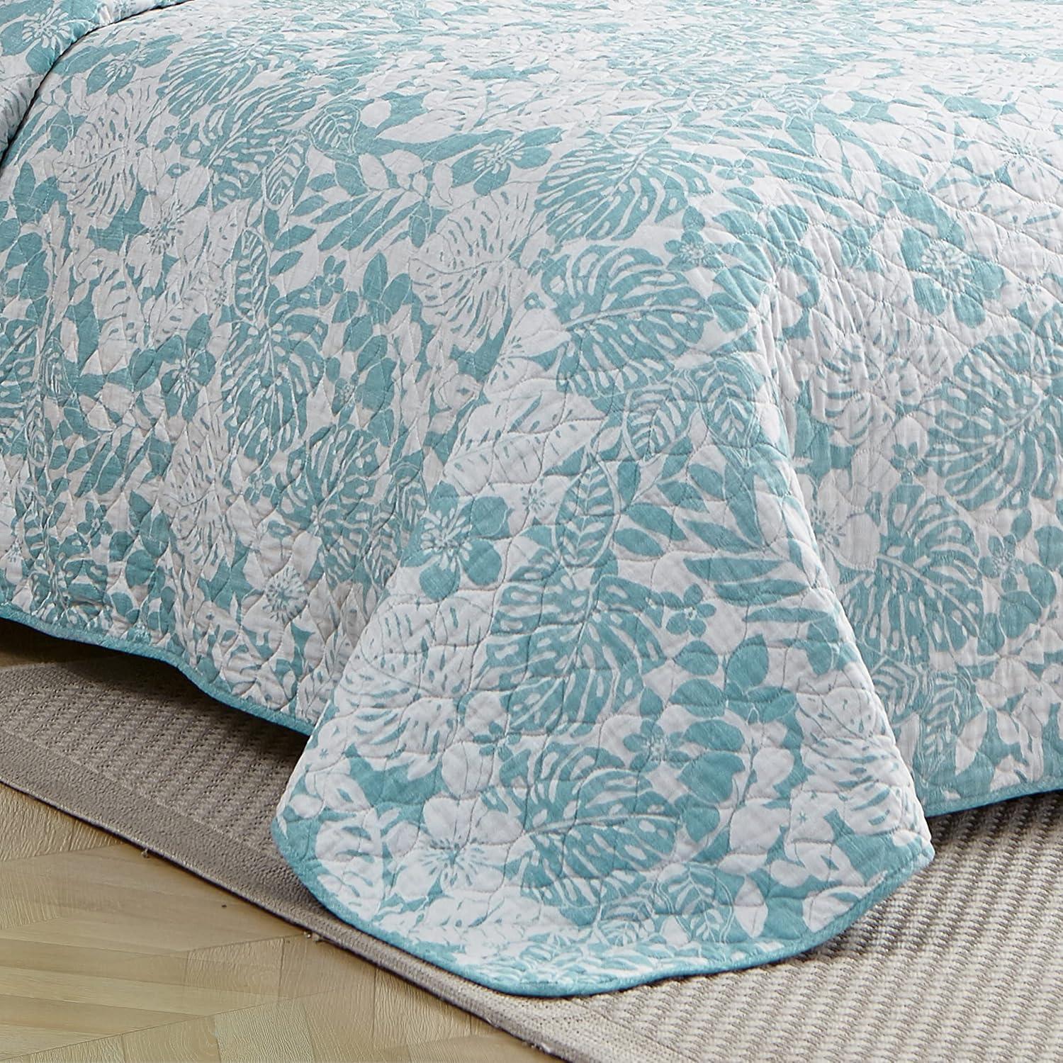 Tommy Bahama Laguna Beach Blue Cotton Reversible Quilt Set