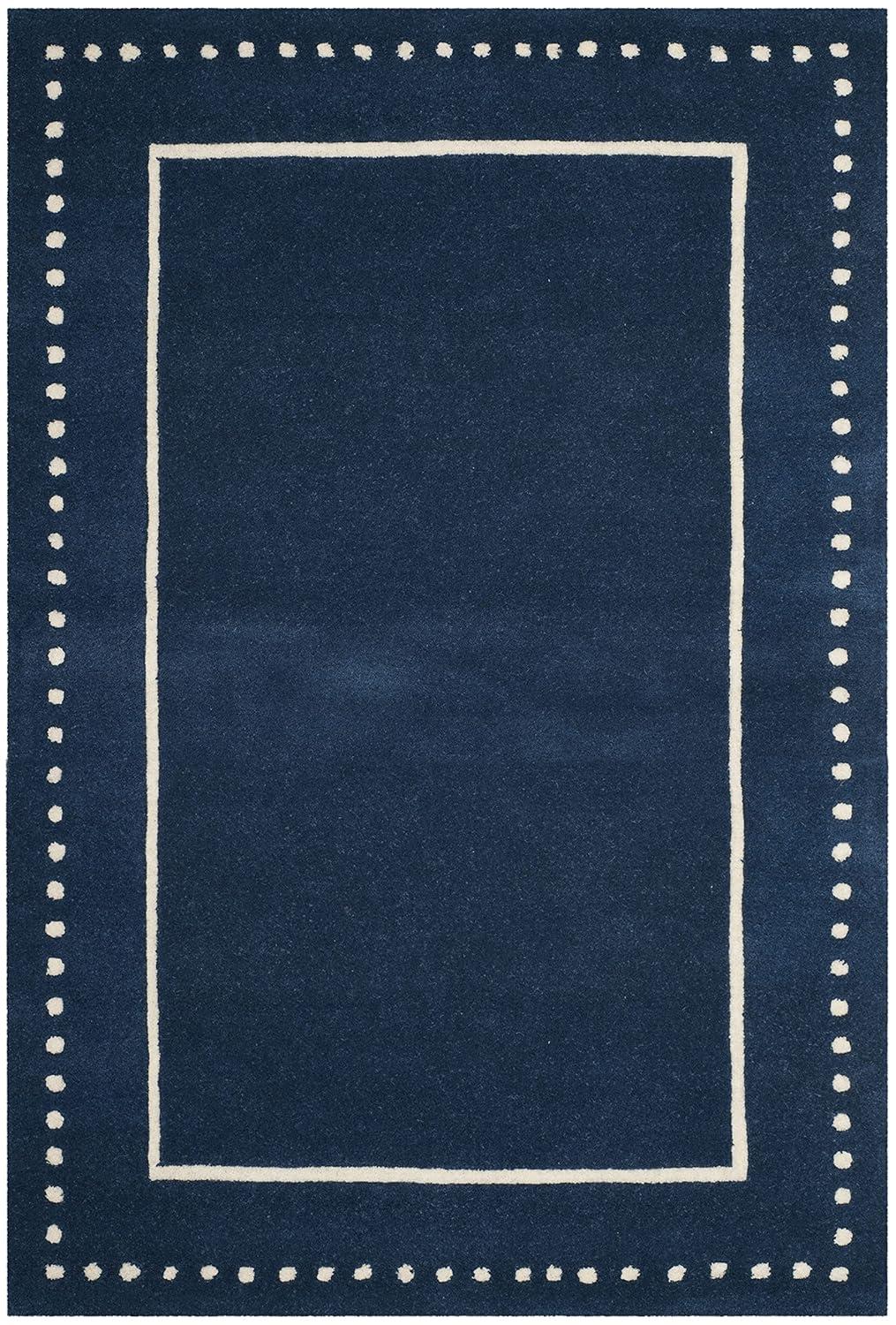 Bella BEL151 Hand Tufted Area Rug - Navy Blue/Ivory - 4'x6' - Safavieh.
