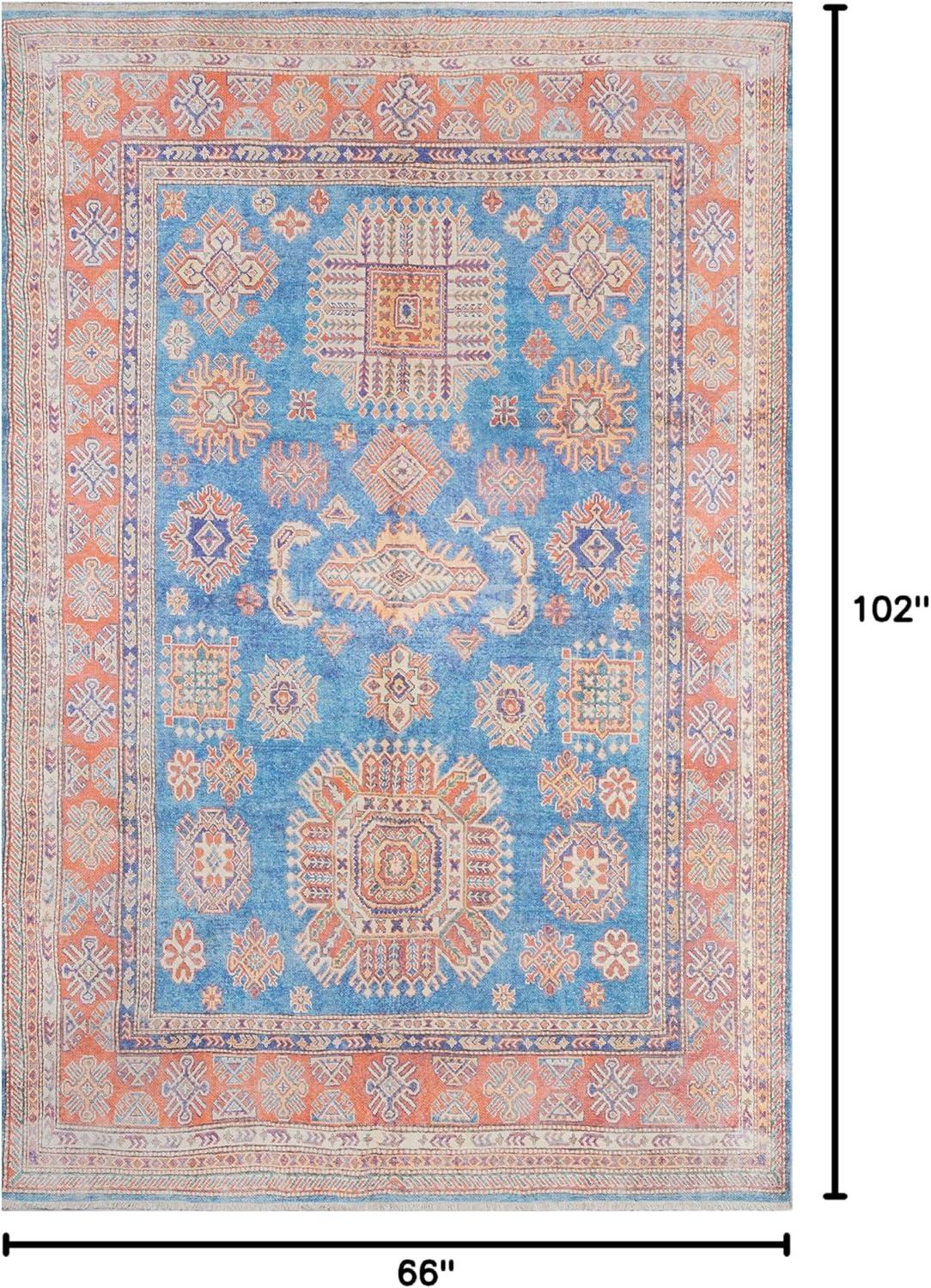 Chandler Blue and Multicolor Hand-Knotted Wool Area Rug