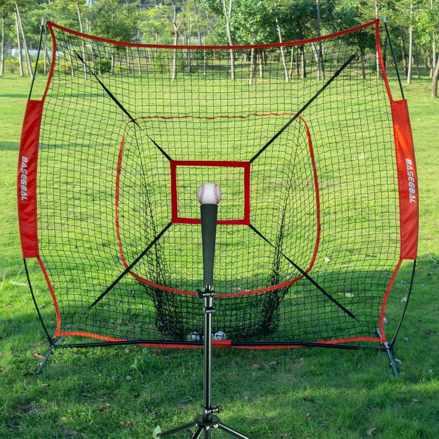 Zeny 7' x 7' Baseball Softball Practice Net Hitting Pitching Training Net w/Strike Zone,Bow Frame & Carry Bag