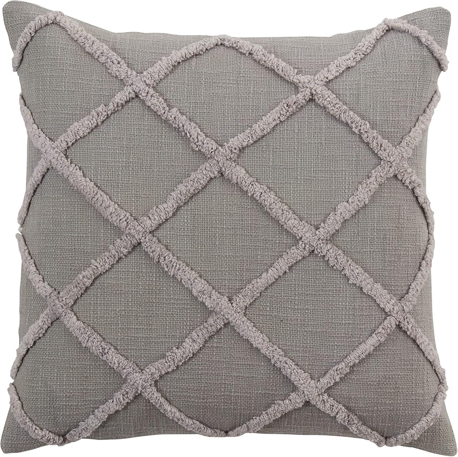 Saro Lifestyle Diamond Design Tufted Poly Filled Pillow