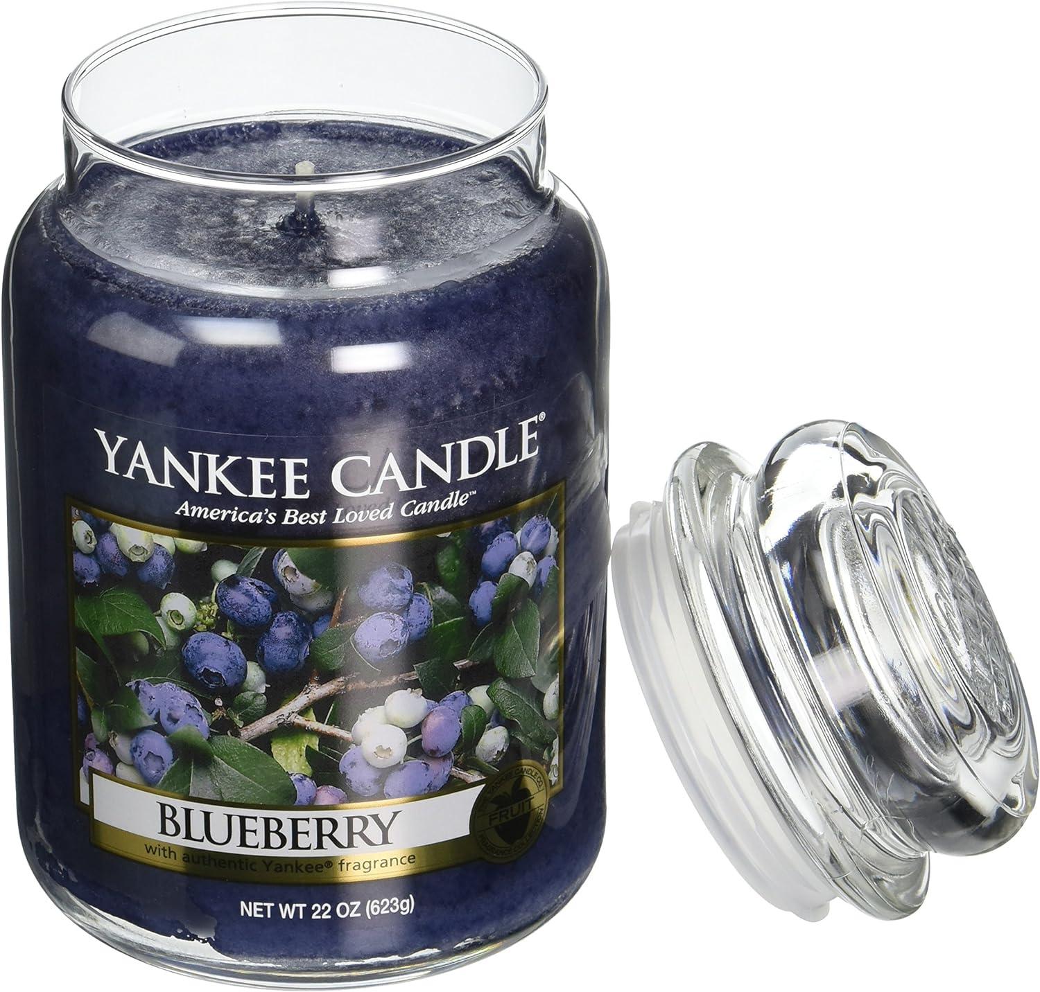 Blueberry Scented Large Blue Jar Candle with Single Wick
