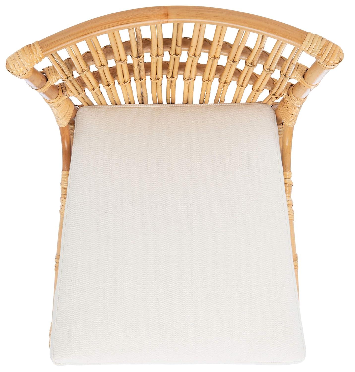 Erika Rattan Accent Chair W/ Cushion - ACH6511 - Set of 2 - White/Natural - Safavieh
