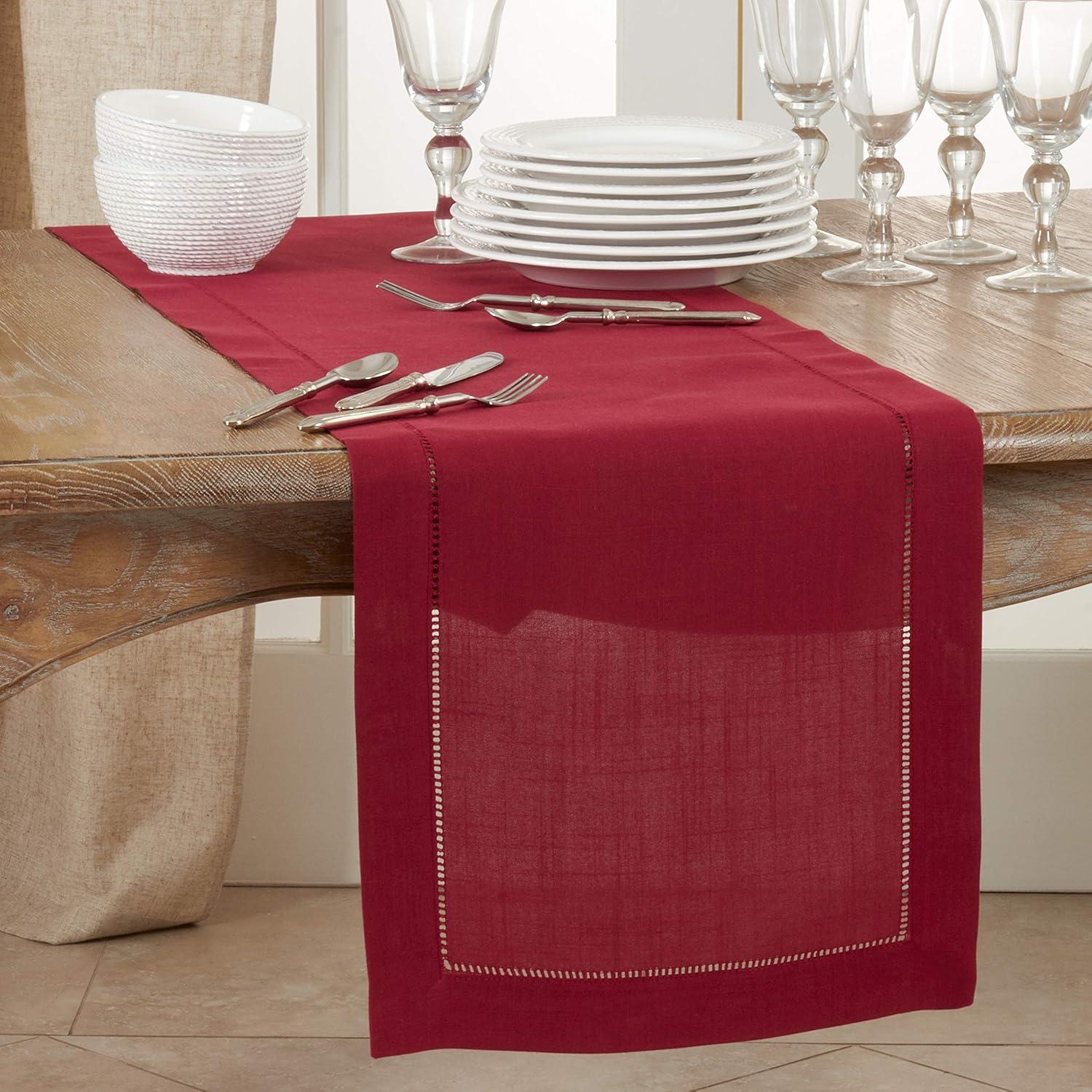 Saro Lifestyle Table Runner With Hemstitched Border