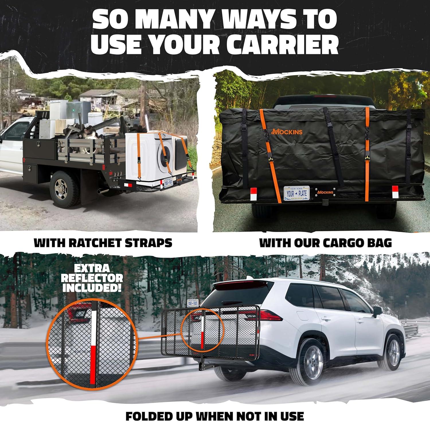 70 in. x 30 in. x 6 in. Foldable Hitch Cargo Carrier with 500 lbs. Capacity - Includes 40 cu. ft. Waterproof Cargo Bag