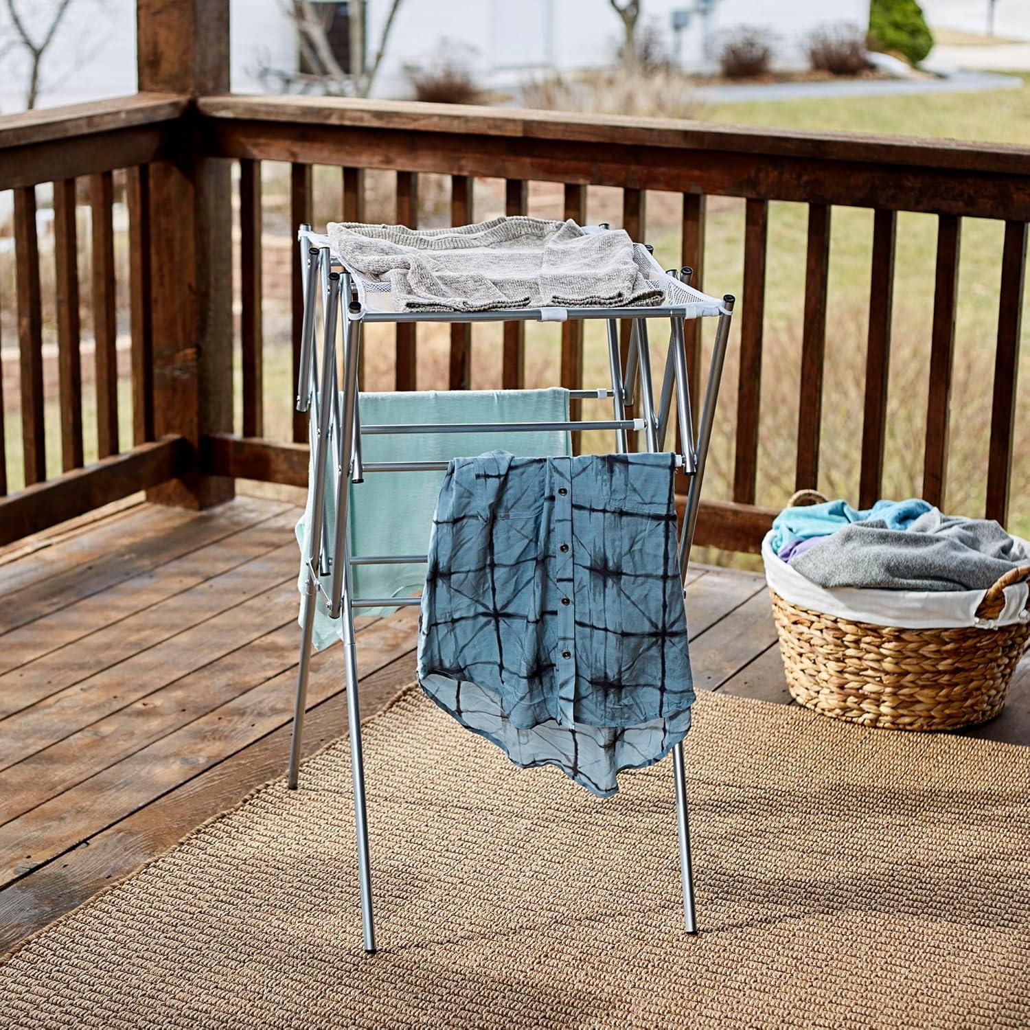 Household Essentials Clothes Drying Rack, Foldable, Expandable & Collapsible: Steel, 22 lb Capacity, 5.3 sq ft Drying Area
