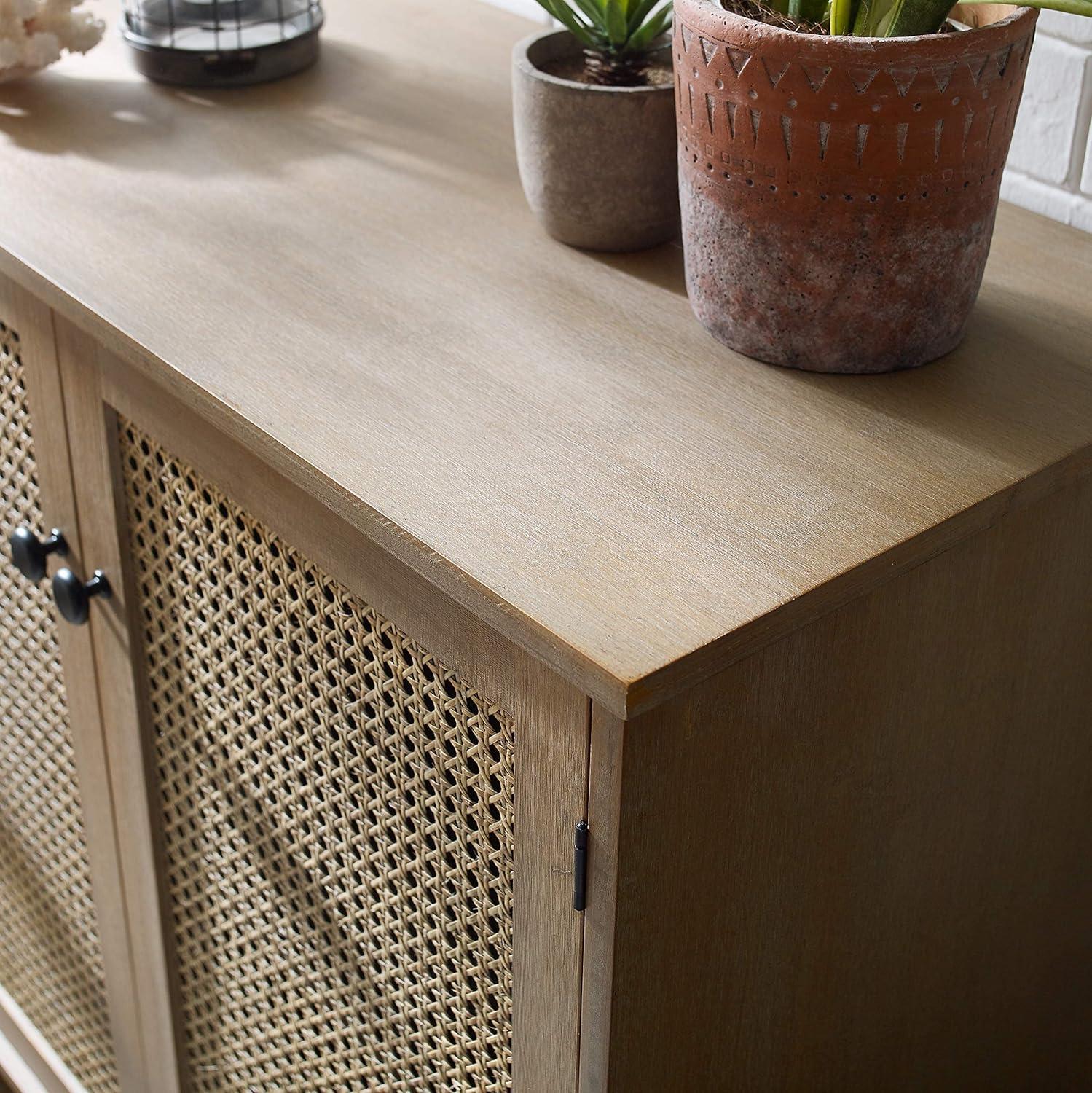 Art Leon Cane Wicker Cabinet Sideboard, Natural