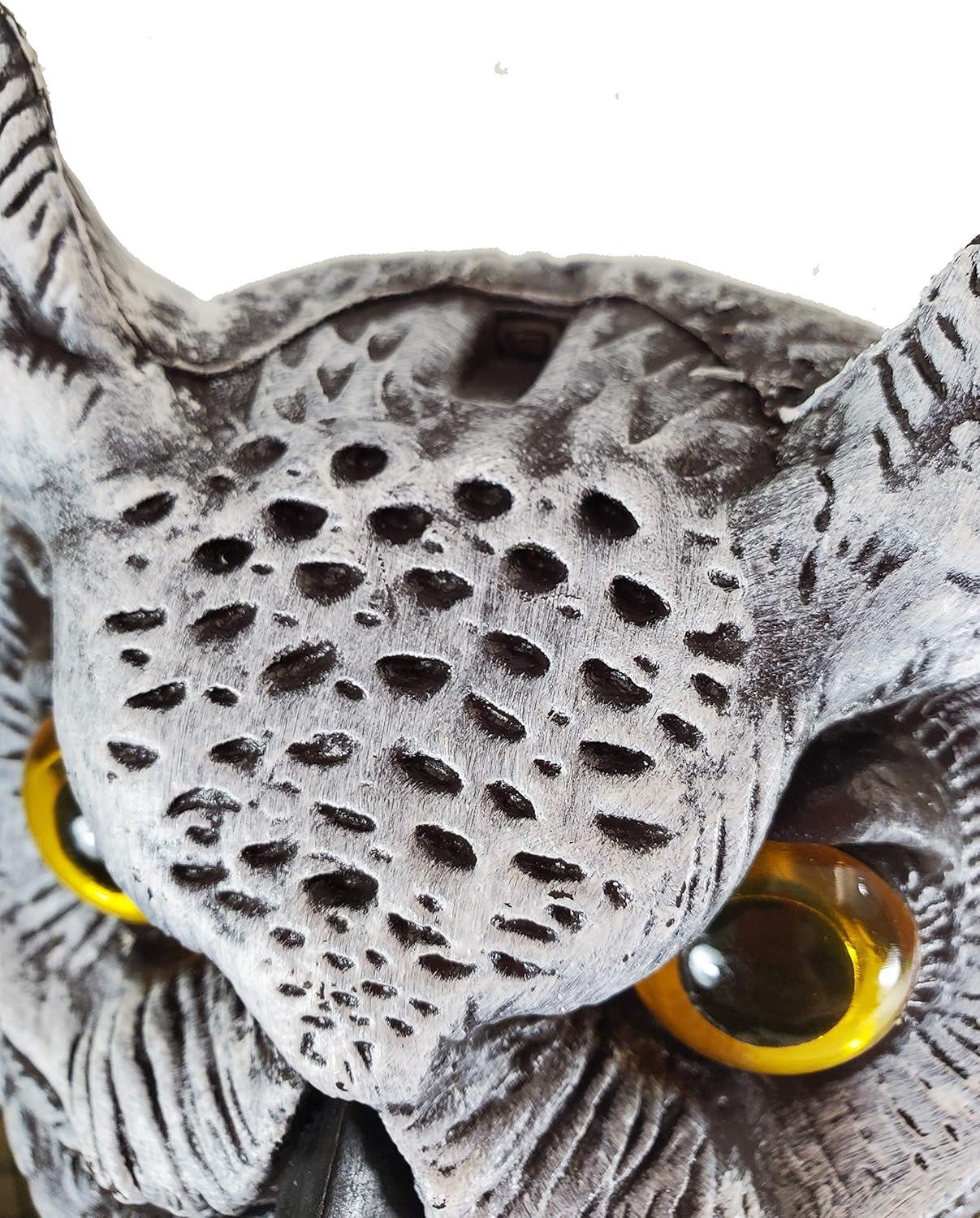 Dalen Fake Owl Decoy to Scare Birds Away from Gardens, Rooftops, and Patios - Scarecrow Provides Chemical-Free Pest Control - Safe and Humane, 16" Great Horned Owl - Snow White