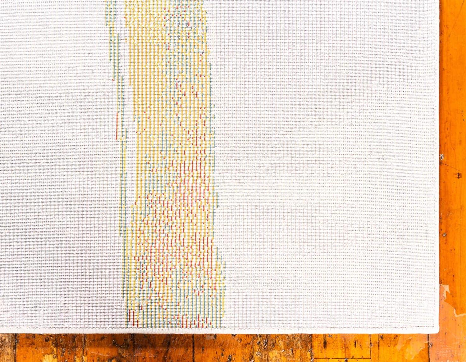 Unique Loom Estrella Collection Bright Colors, Geometric, Abstract, Modern Area Rug, 5 ft x 8 ft, Beige/Yellow