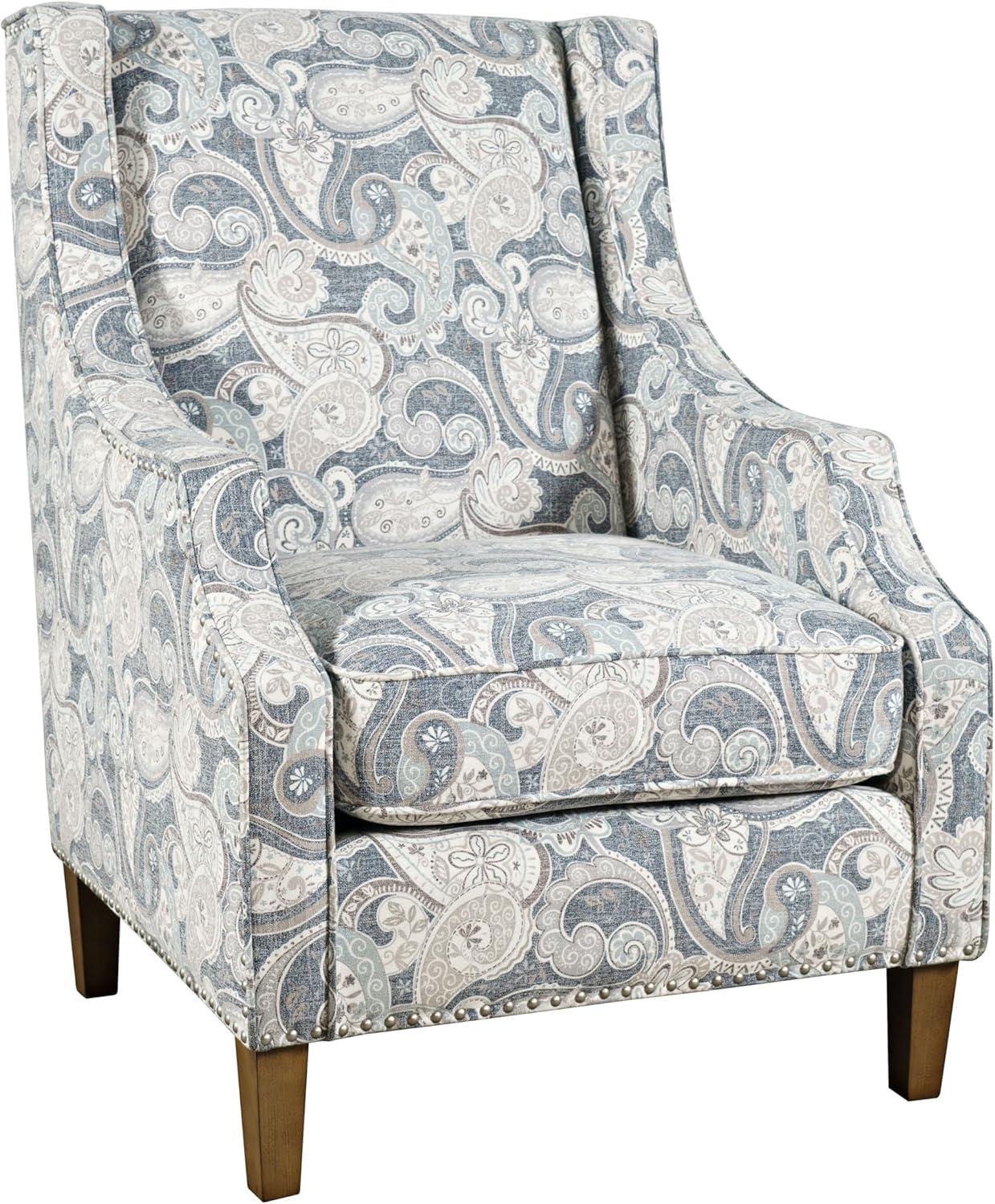 Jofran Westbrook Paisley Fabric Transitional Upholstered Accent Chair with Nailhead Trim