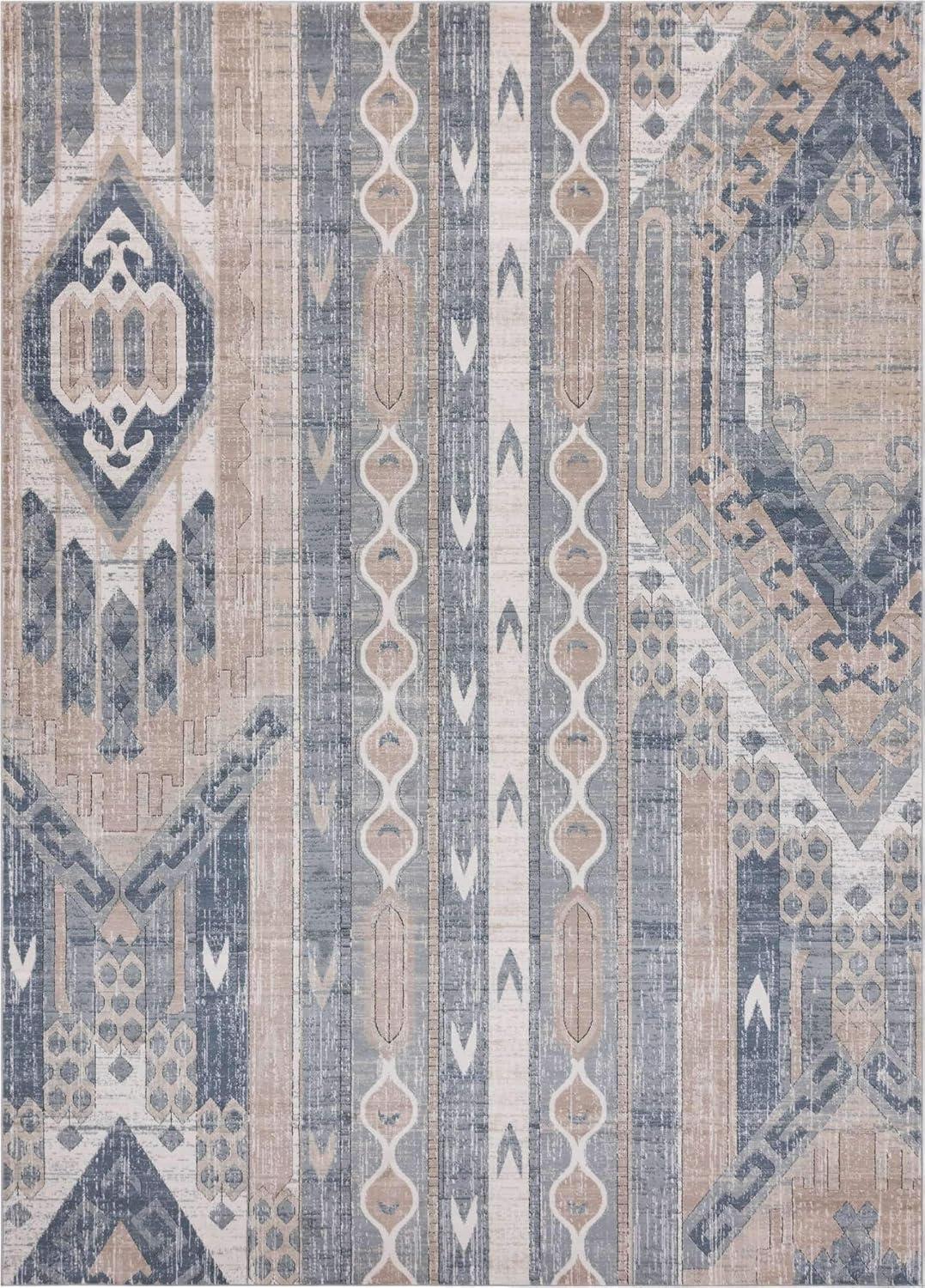 Unique Loom Portland Collection Area Rug - Orford (10'  x 14' 1" Rectangle Navy Blue/Blue)