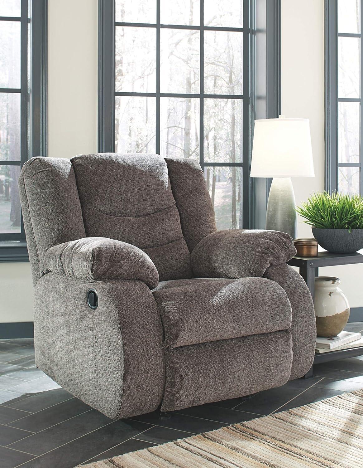 Gray Polyester Traditional Rocker Recliner with Metal Frame