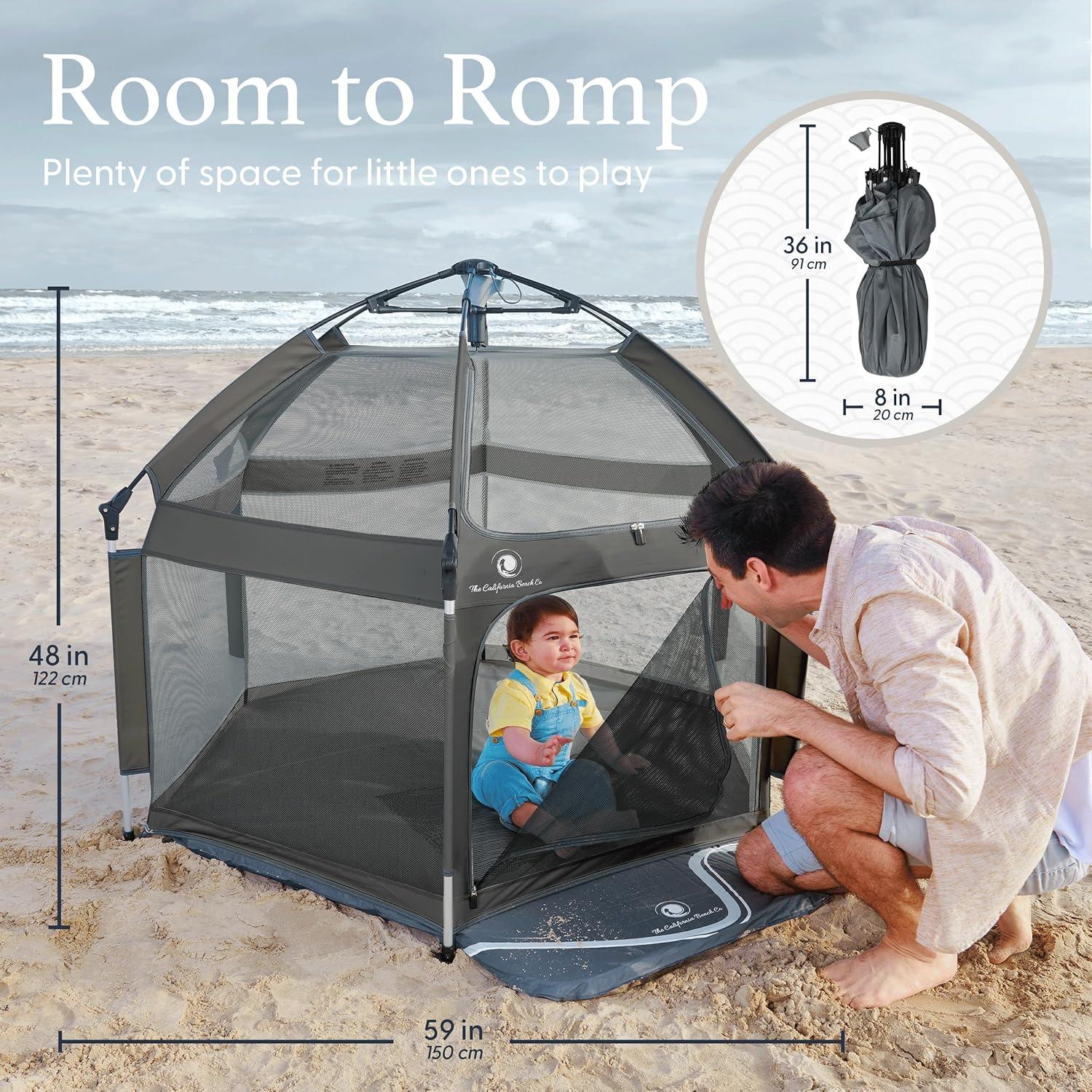 Anchor Grey Foldable Portable Baby Playpen with Canopy and Travel Bag