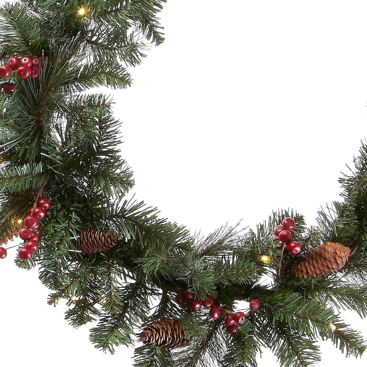 The Holiday Aisle® 9ft. Crestwood Spruce Garland with Battery Operated Lights