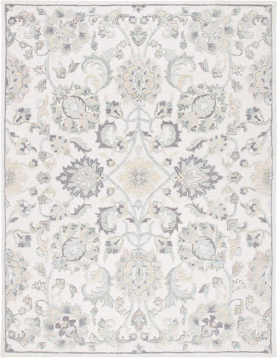 Ivory and Grey Hand-Tufted Wool 9' x 12' Area Rug