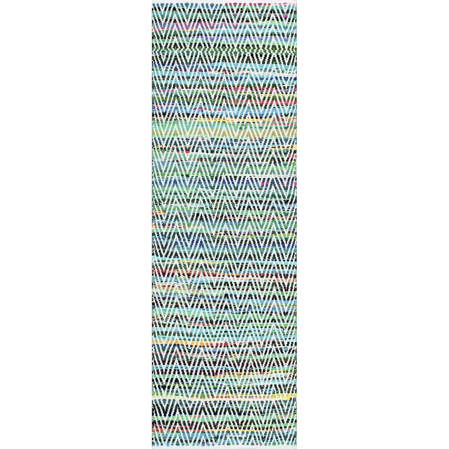 nuLOOM Rochell Handwoven Chevron Runner Rug, 2' 6" x 10', Green