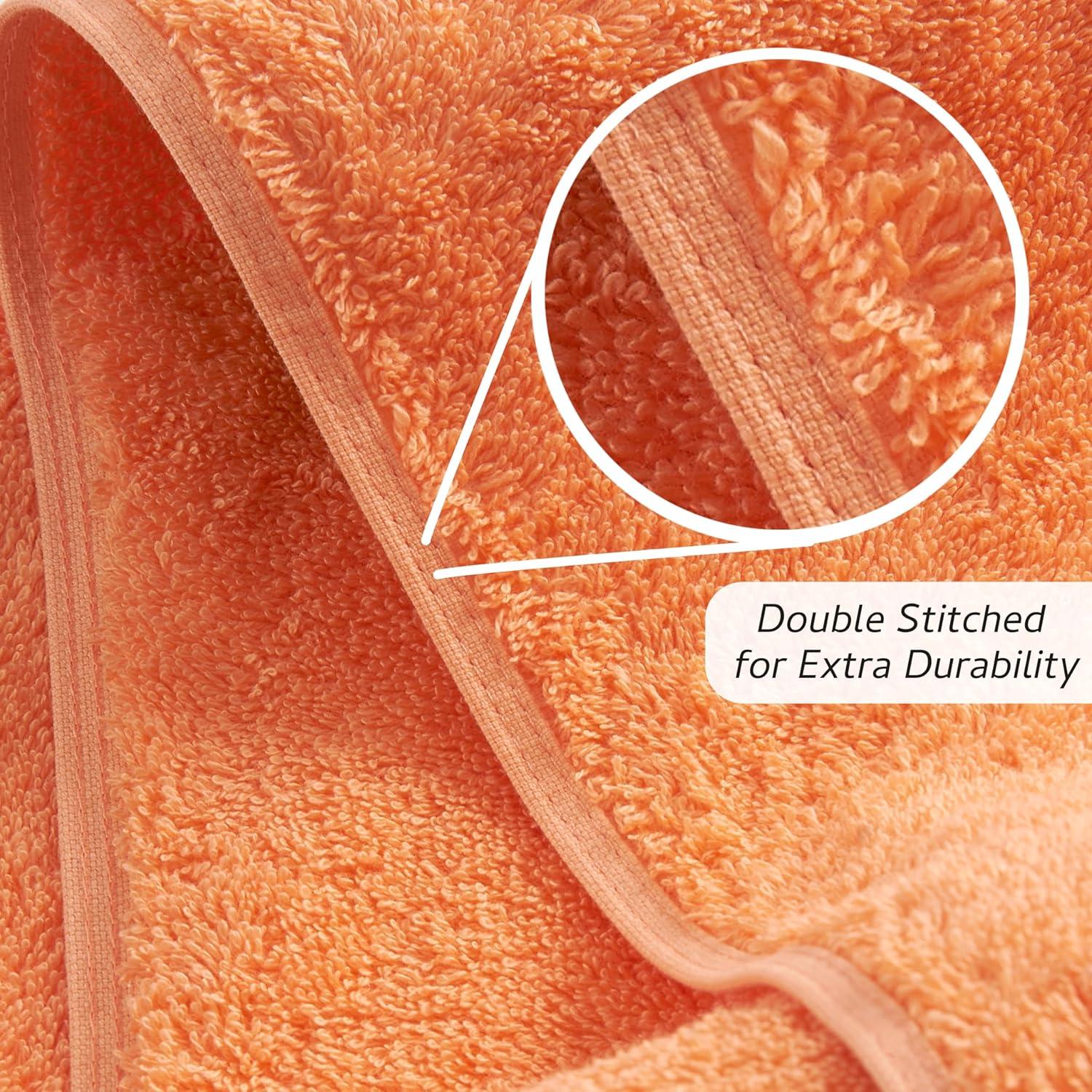 Dan River Juego de Toallas de 6 Piezas, Toalla de Baño de Algodón Suave de Secado Rápido para Gimnasio, Spa y Baño - Naranja