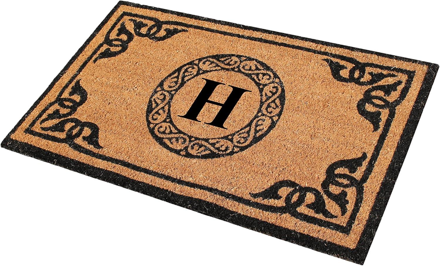 A1HC First Impression Hand Crafted by Artisans Geneva Monogrammed Entry Doormat, 24"X39" H