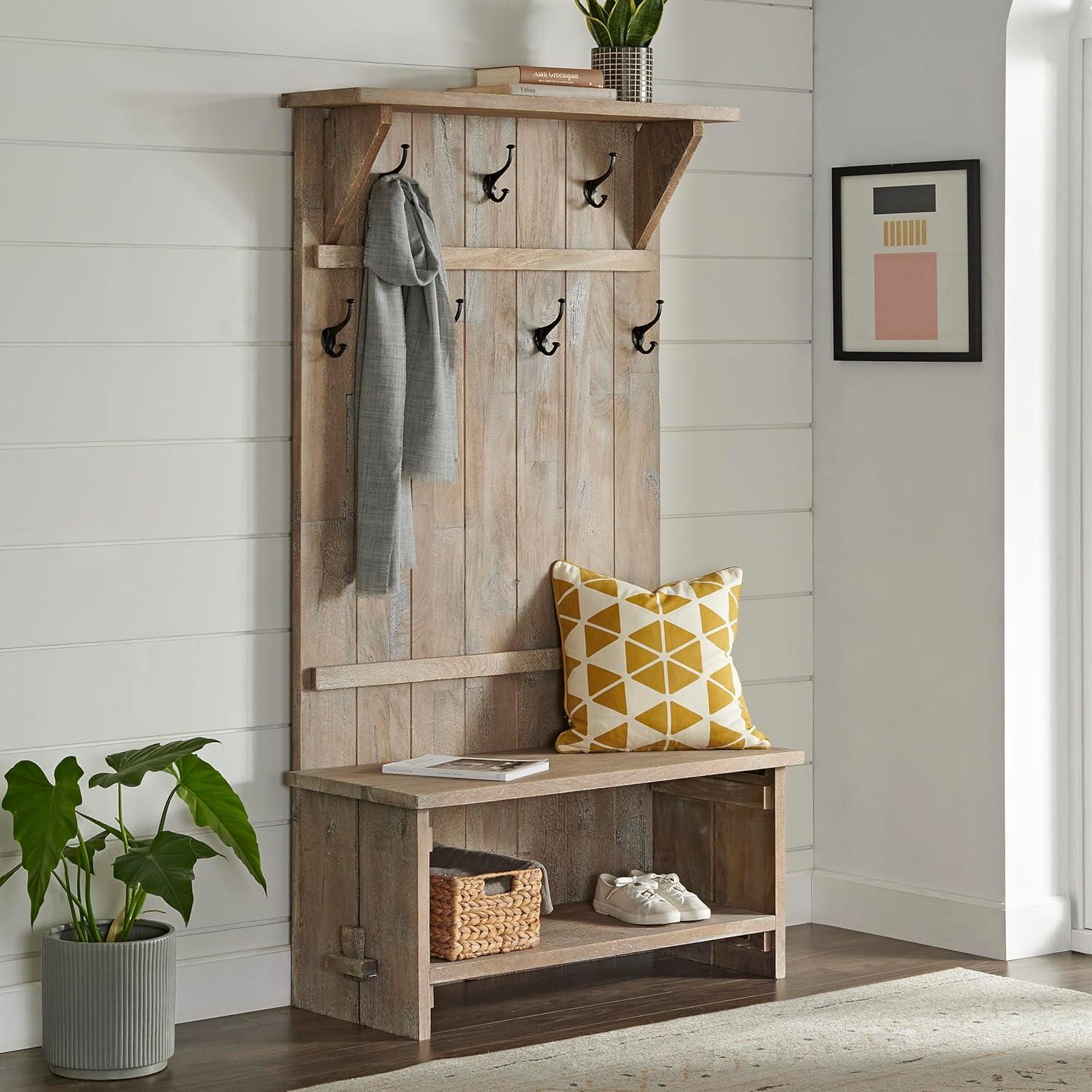 Castleton Mango Wood Hall Tree with Bench and Storage