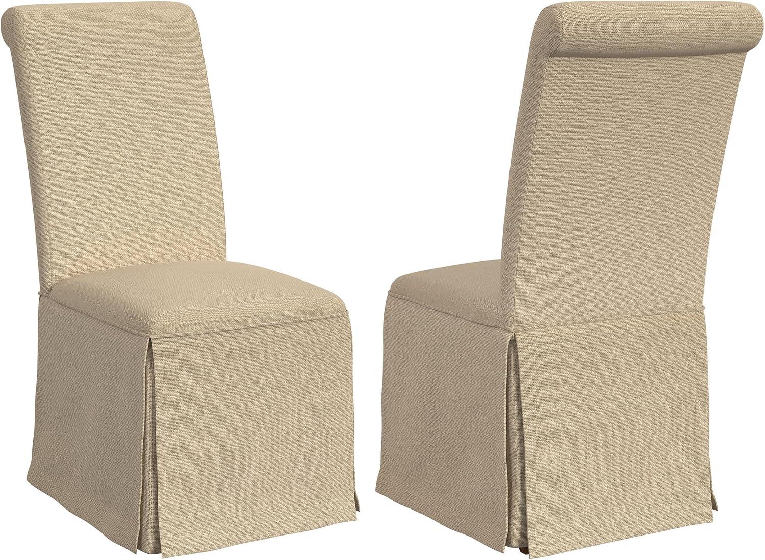 Coaster Shawna Fabric Upholstered Skirted Dining Chair in Khaki