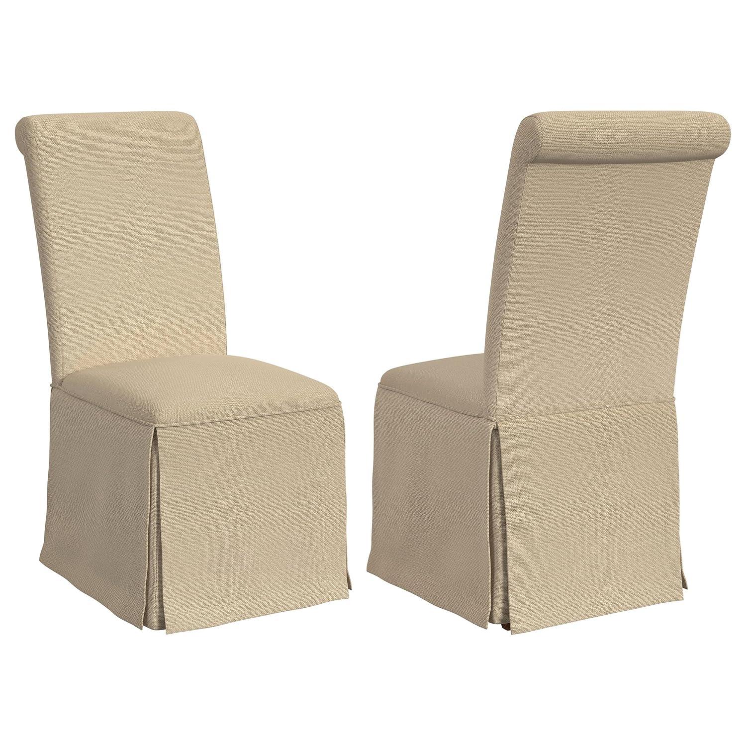 Coaster Shawna Fabric Upholstered Skirted Dining Chair in Khaki