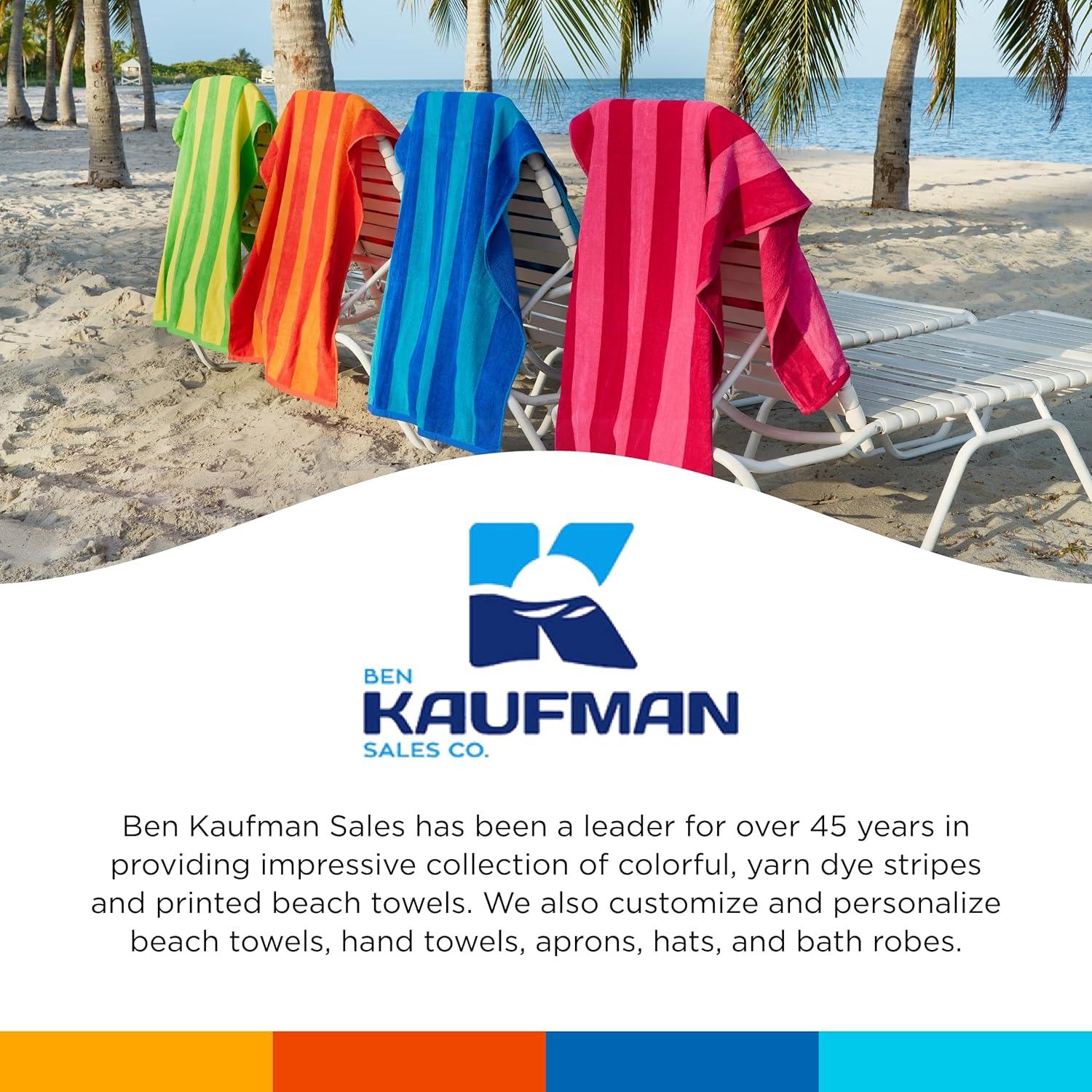 Kaufman - Ultrasoft, Plush ,100% Combed Ring Spun Yarn dye Cotton Velour Tonal Stripe Oversized 30”x60” Highly Absorbent, Quick Dry, Colorful Striped Beach, Pool and Bath Towel. (12)